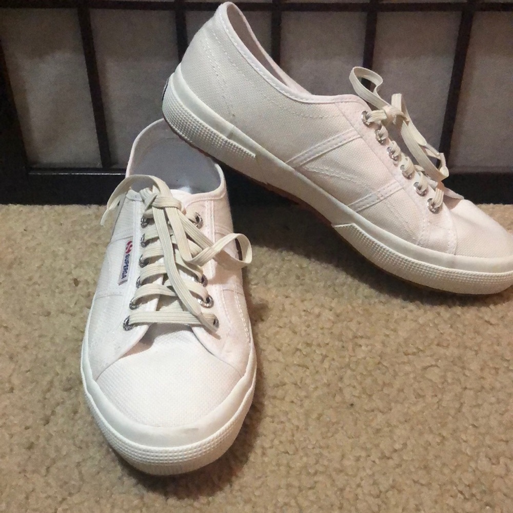 Superga White Canvas Lace-Up Sneakers